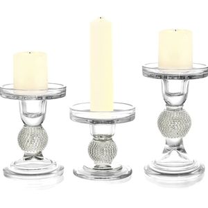 Set of 3 Glass Candle Holders